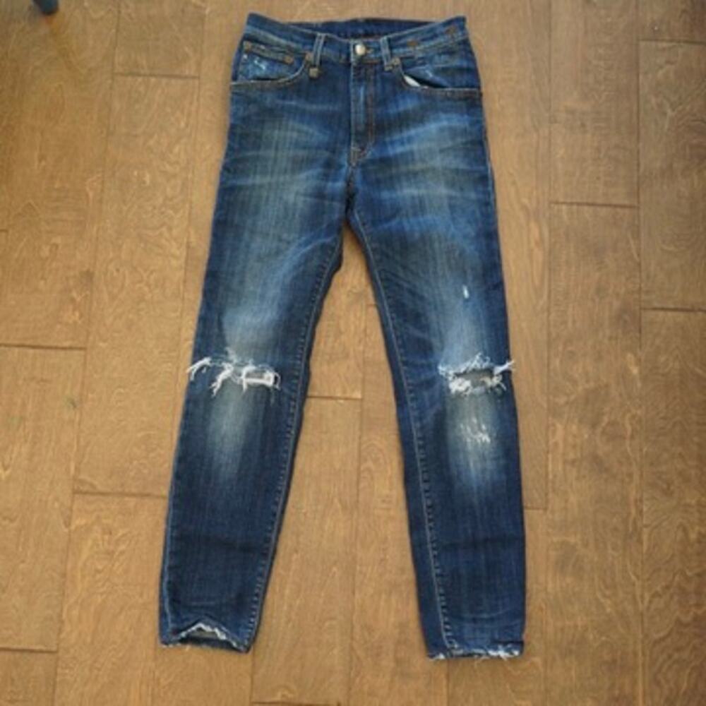 R13 High Rise Skinny Distressed Jeans Blue Womens Size 27
